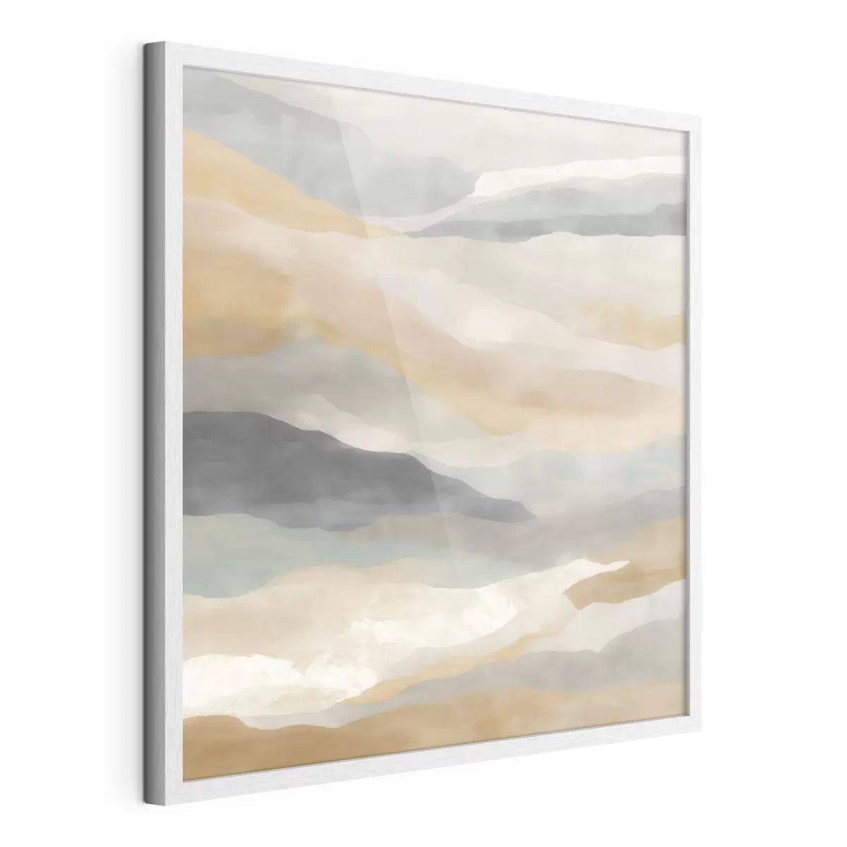 Poster Des collines aux teintes chaudes et grises, dans un style aquarelle f49713
