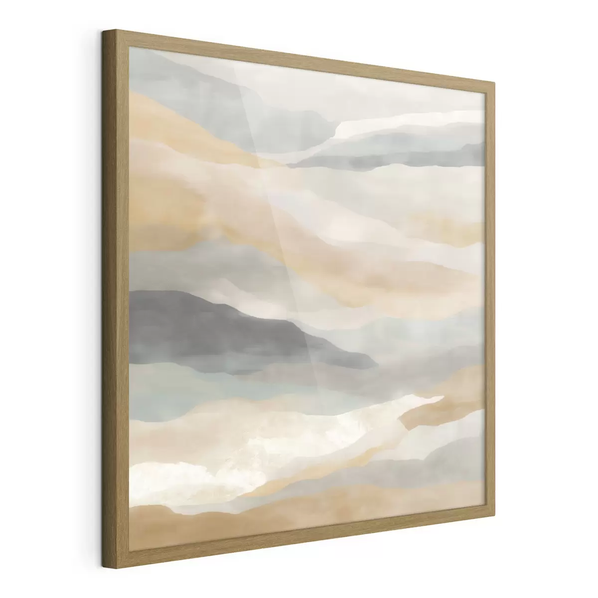 Poster Des collines aux teintes chaudes et grises, dans un style aquarelle f49713