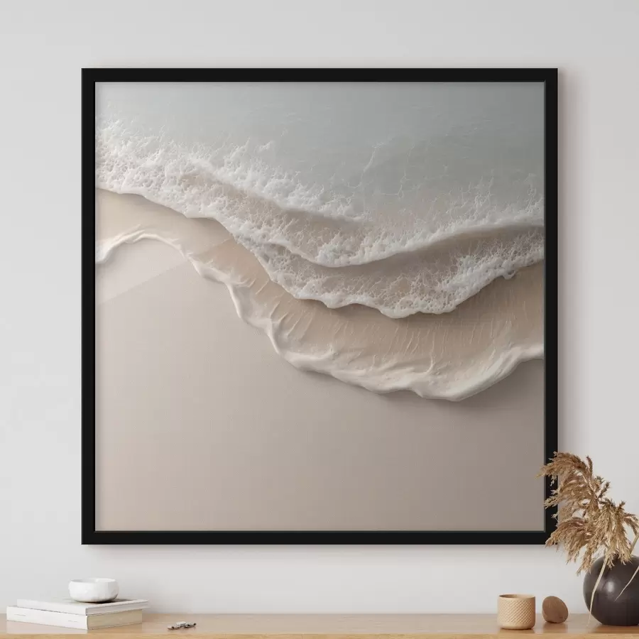 Papier peint Paysage marin avec une ligne de mousse douce, dans un style à effet aquarelle f49715