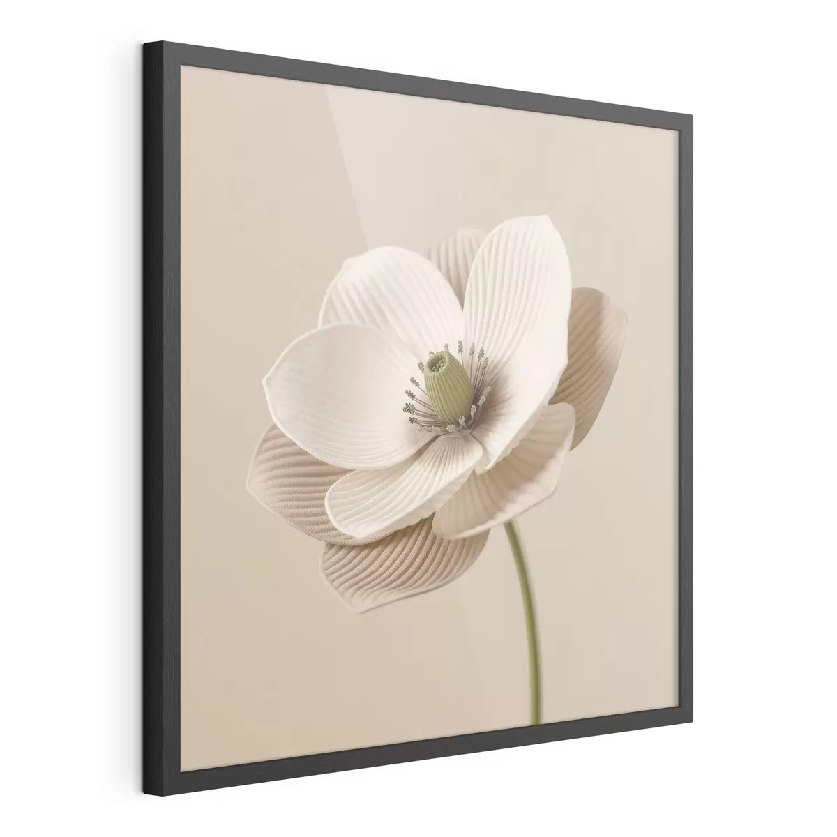 Poster Fleur aux pétales texturés, dans une palette de tons beiges, de style minimaliste f49719