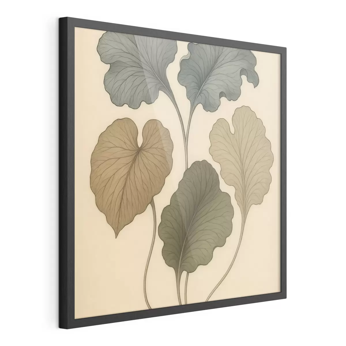 Poster Feuilles décoratives aux teintes douces sur fond beige f49721