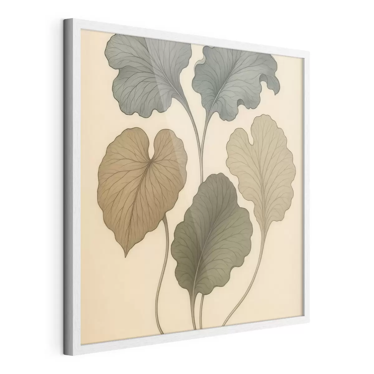 Poster Feuilles décoratives aux teintes douces sur fond beige f49721
