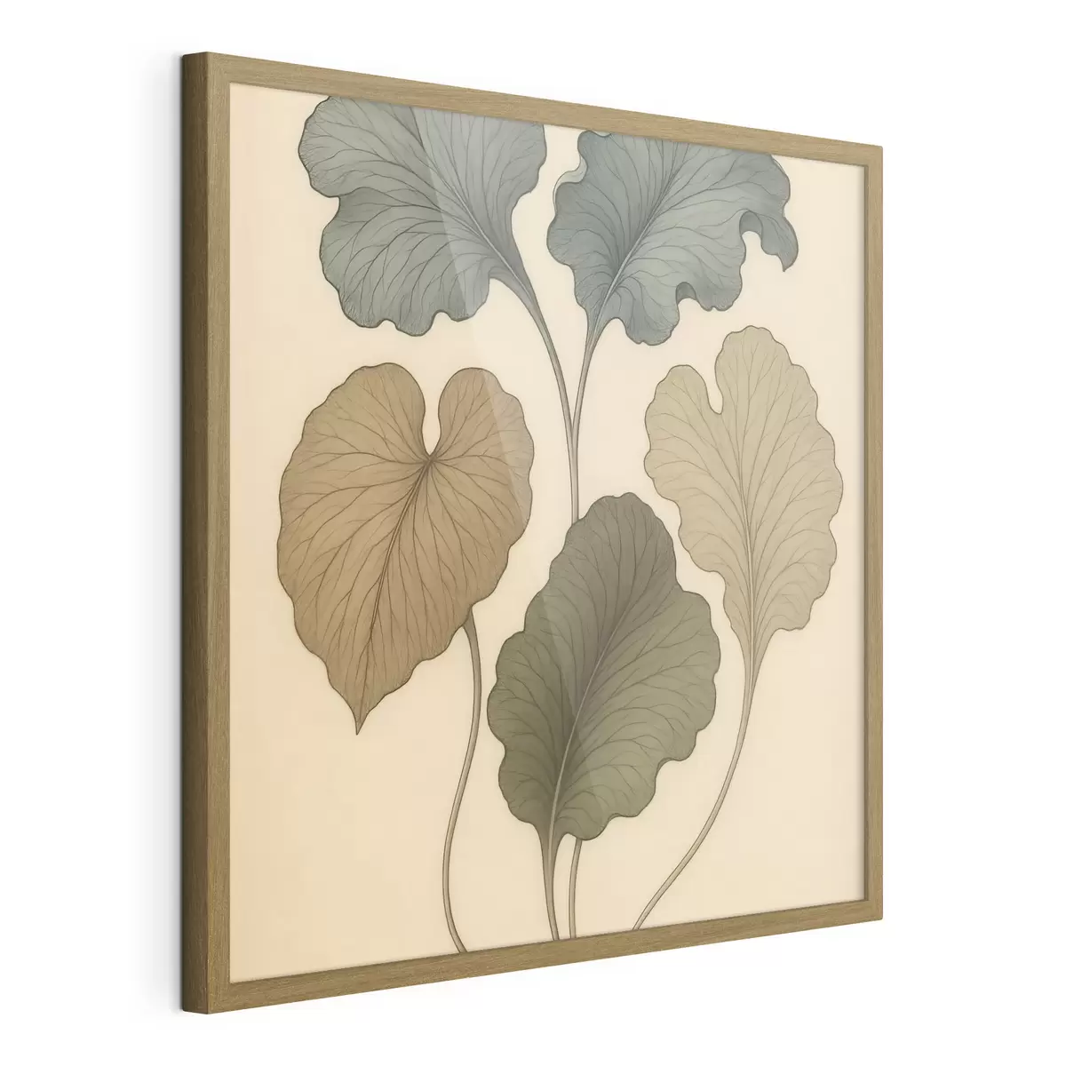 Poster Feuilles décoratives aux teintes douces sur fond beige f49721