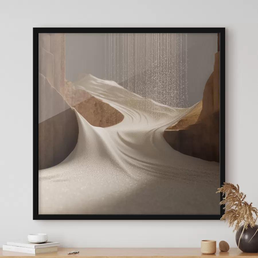 Papier peint Canyon de montagne stylisé dans une palette de couleurs beige et marron f49722