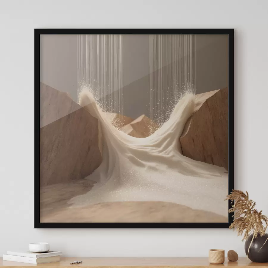 Papier peint Flux de sable abstraits entre des pentes rocheuses, dans un style d'art contemporain f49723