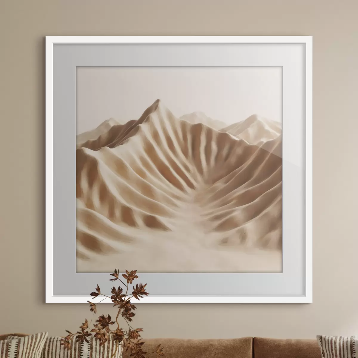 Poster Dunes décoratives texturées dans une palette de beiges, dans un style d'art contemporain f49728