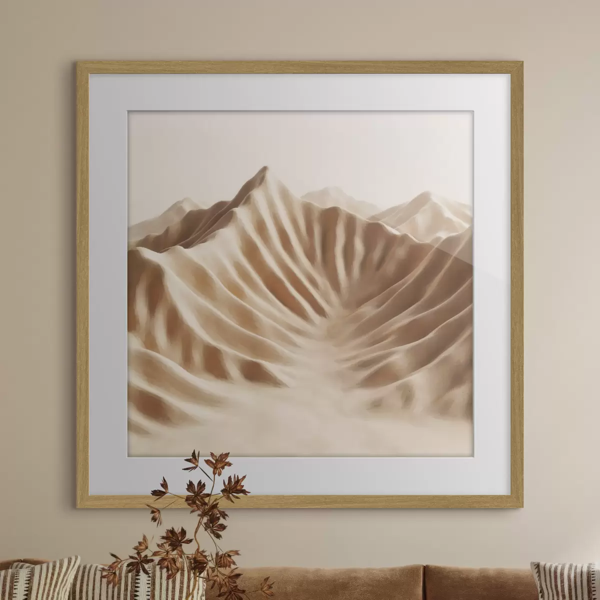 Poster Dunes décoratives texturées dans une palette de beiges, dans un style d'art contemporain f49728