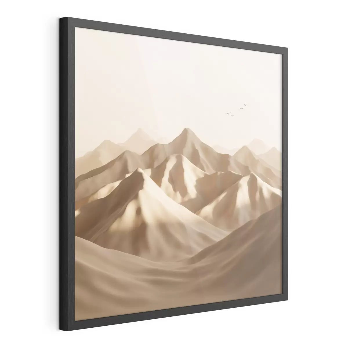 Poster Dunes de sable abstraites avec des silhouettes d'oiseaux dans des tons pastel f49729
