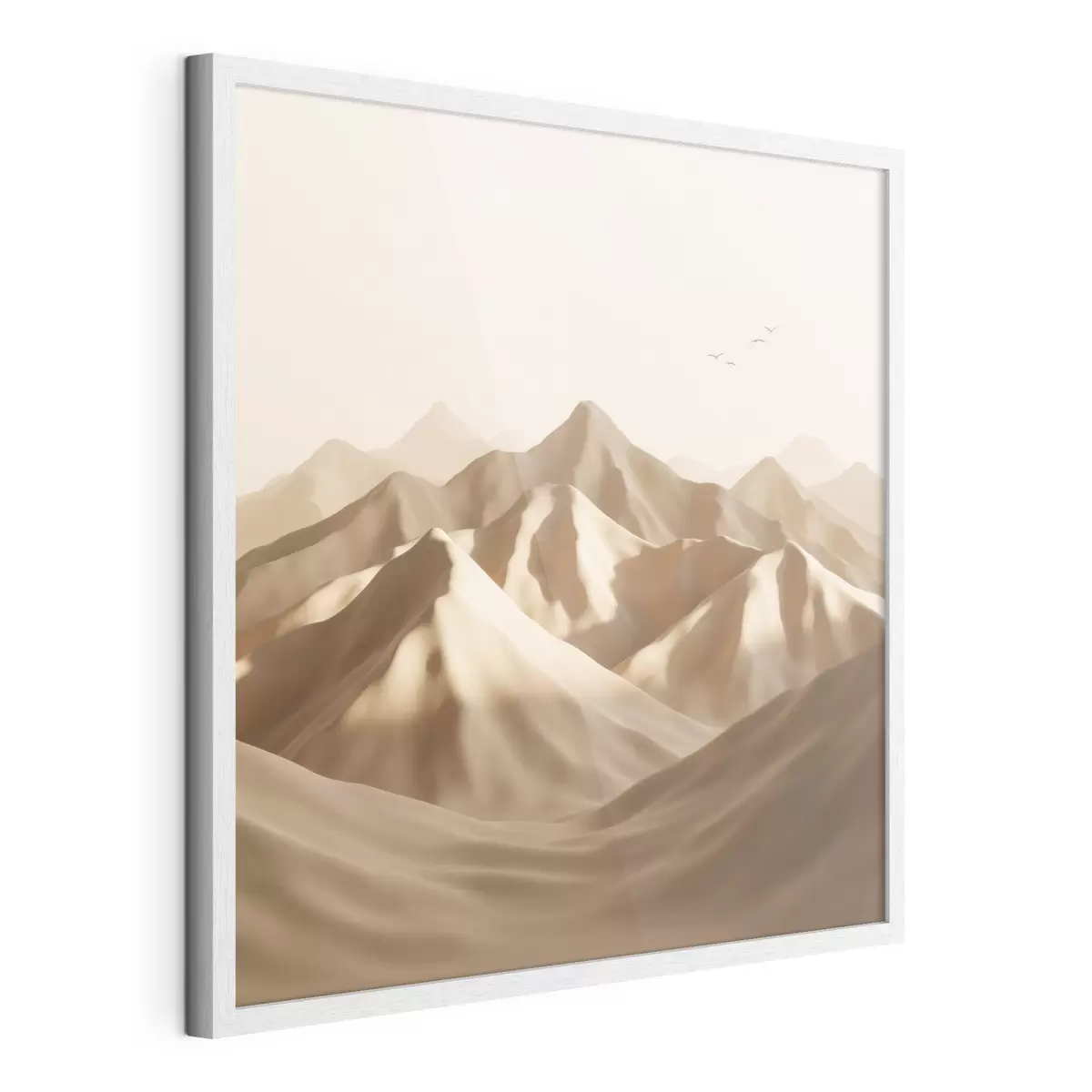 Poster Dunes de sable abstraites avec des silhouettes d'oiseaux dans des tons pastel f49729