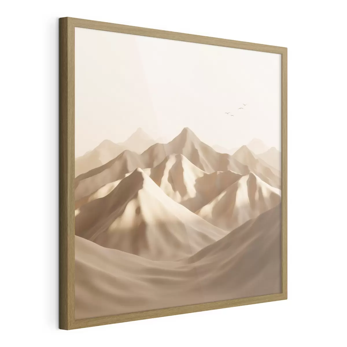 Poster Dunes de sable abstraites avec des silhouettes d'oiseaux dans des tons pastel f49729