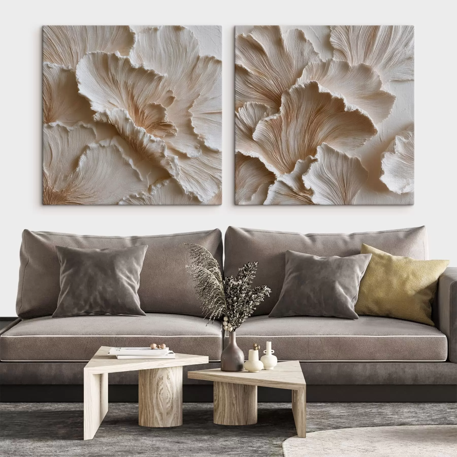 Tableau Des pétales texturés et en relief sur un fond clair, dans un style d'affiche artistique m30647