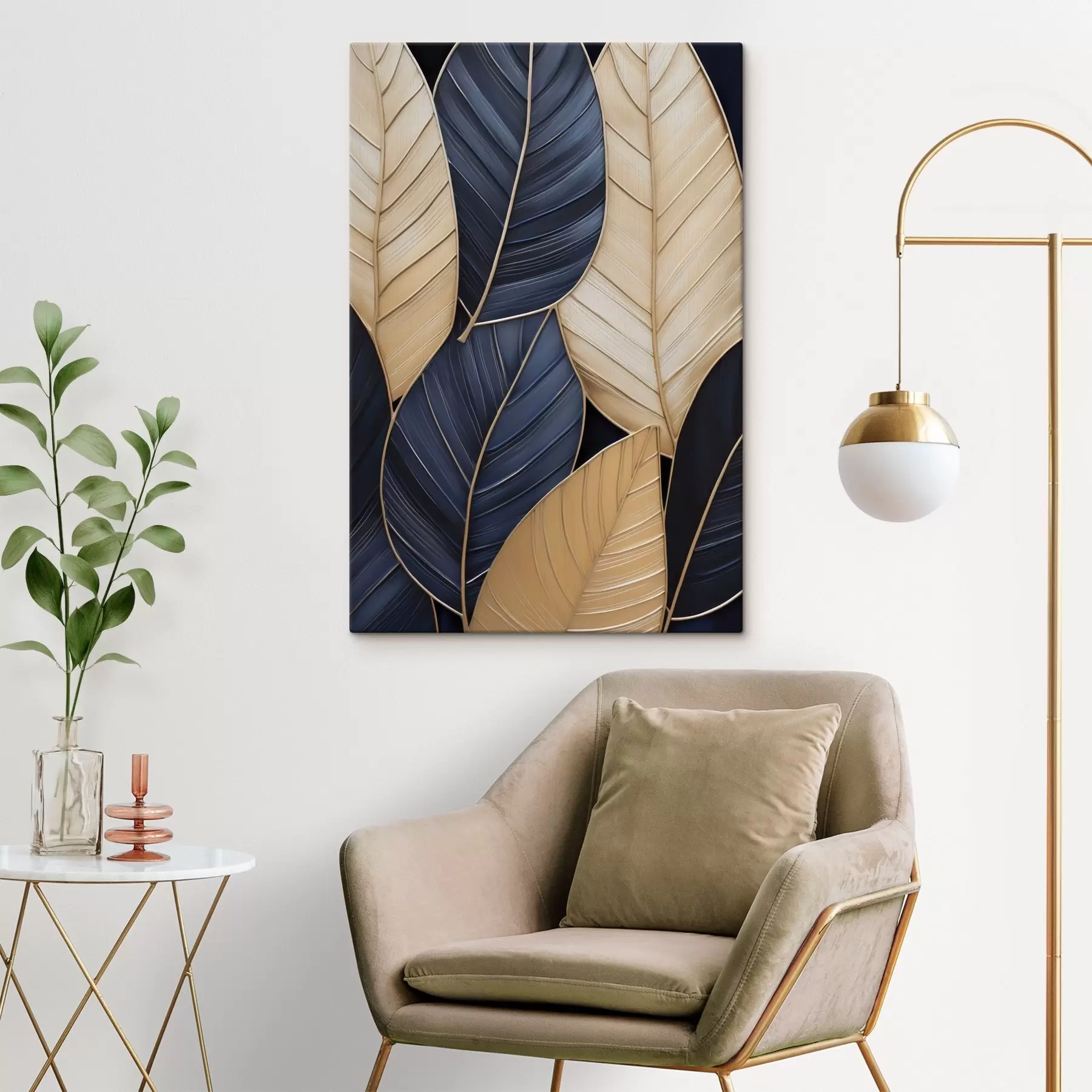 Tableau Peinture d'imitation de feuilles s50061