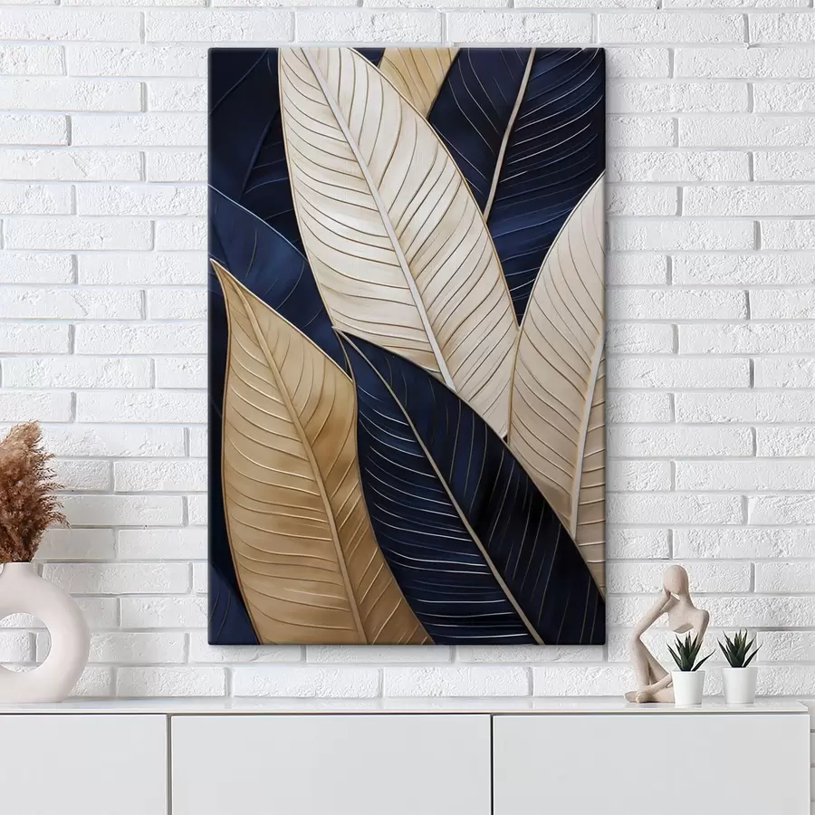 Tableau Peinture imitant des feuilles décoratives s50062