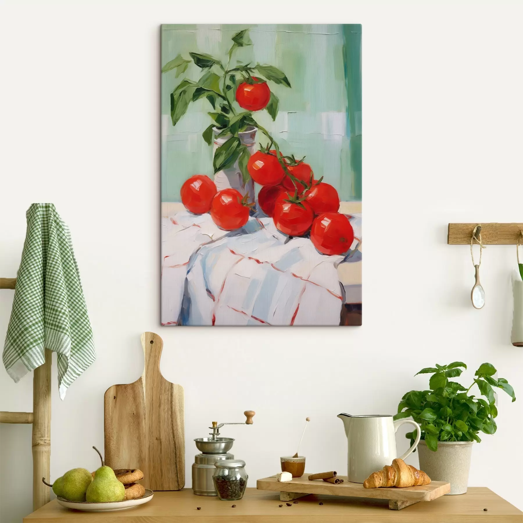 Tableau Des tomates sur une nappe, imitation de tableau s50063