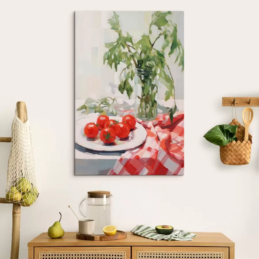 Tableau Des tomates dans une assiette, imitation de tableau s50064