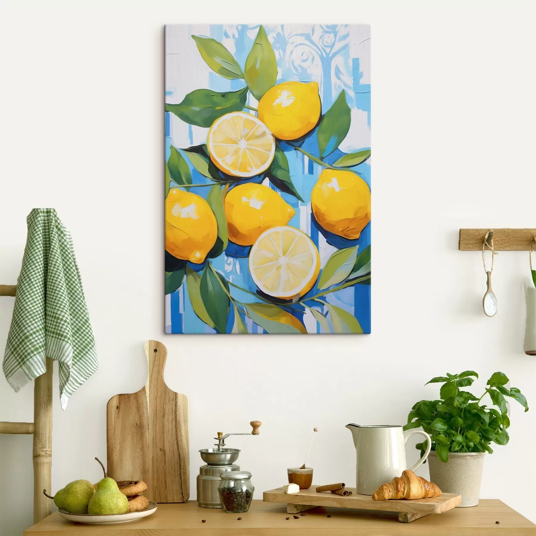 Tableau Des citrons parmi le feuillage, imitation d'un tableau s50065