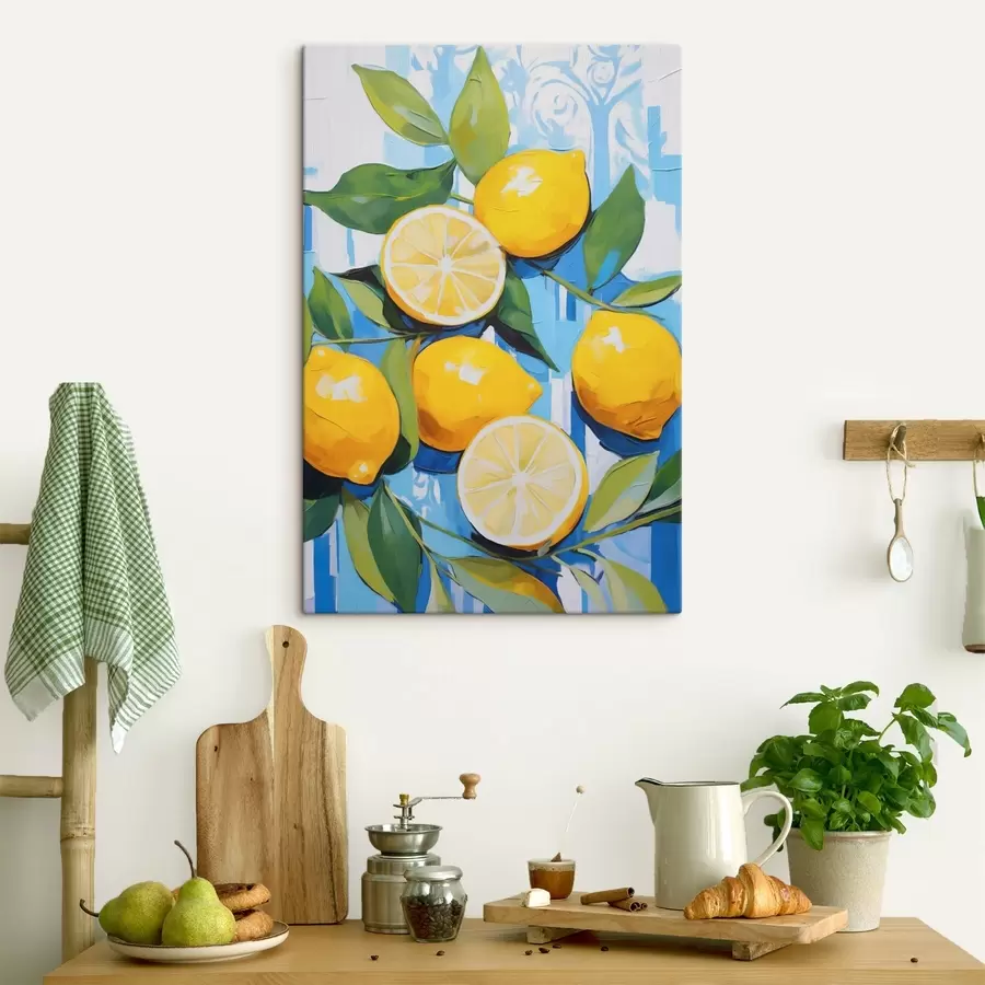 Tableau Des citrons parmi le feuillage, imitation d'un tableau s50065