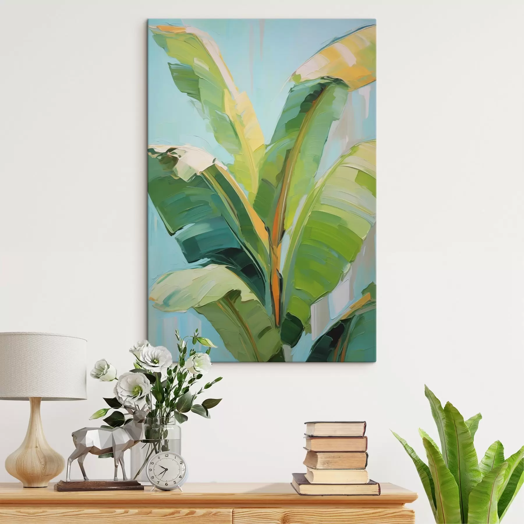 Tableau Feuilles de bananier, peinture d'imitation s50069