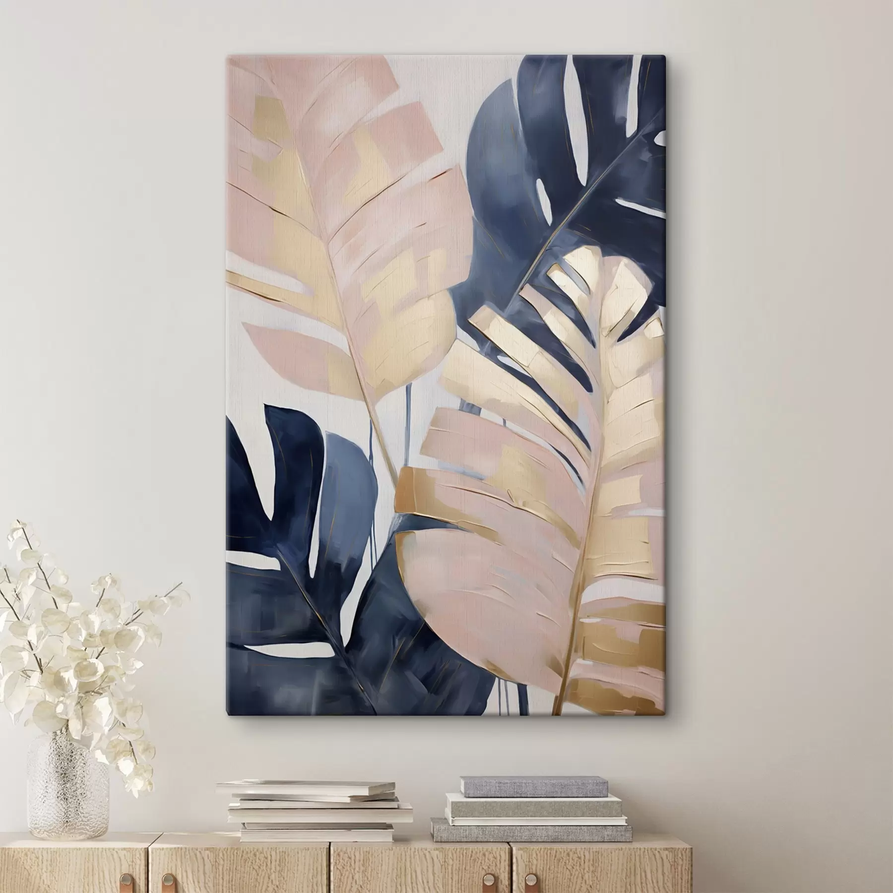 Tableau Feuilles abstraites, imitation de peinture s50075
