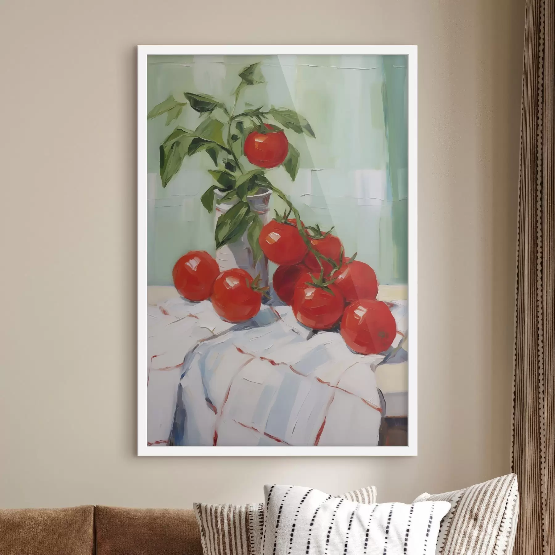 Papier peint Des tomates sur une nappe, imitation de tableau f50063