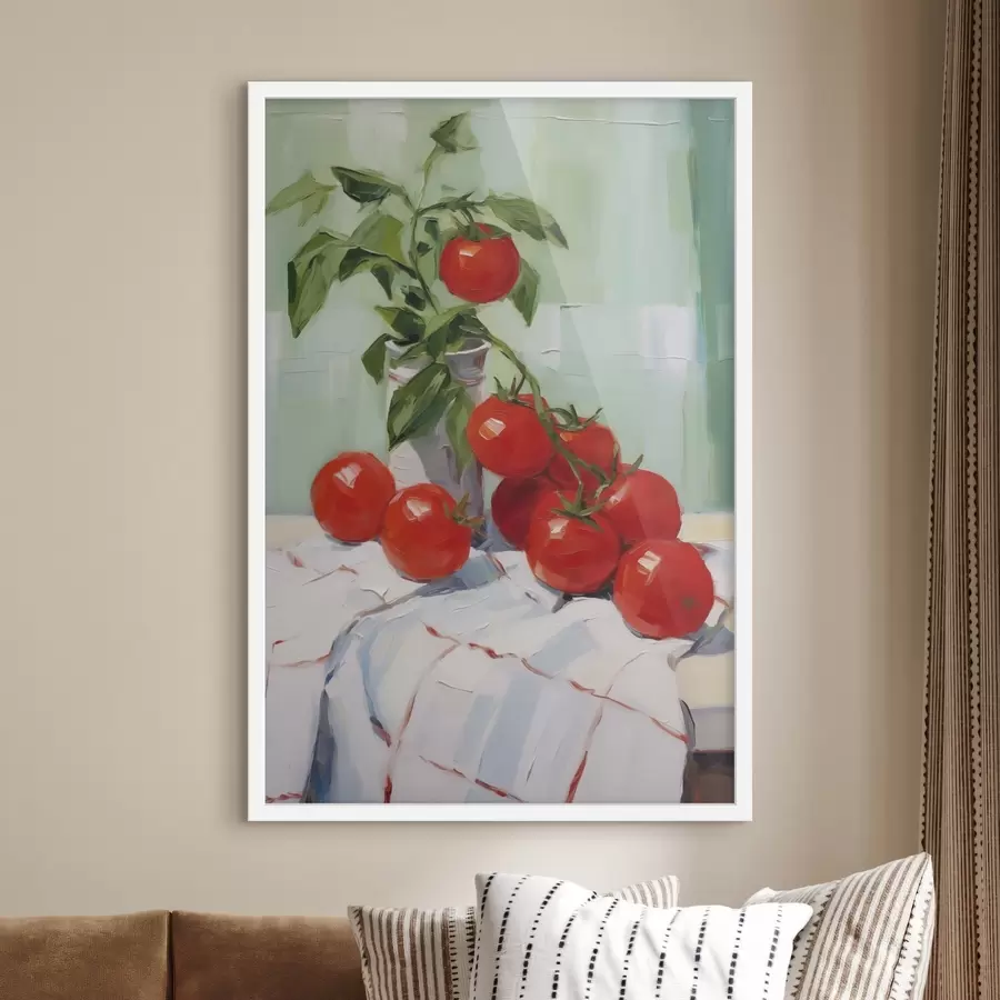 Papier peint Des tomates sur une nappe, imitation de tableau f50063