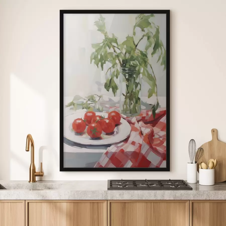 Papier peint Des tomates dans une assiette, imitation de tableau f50064