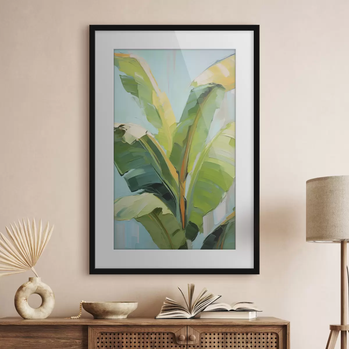 Poster Feuilles de bananier, peinture d'imitation f50069