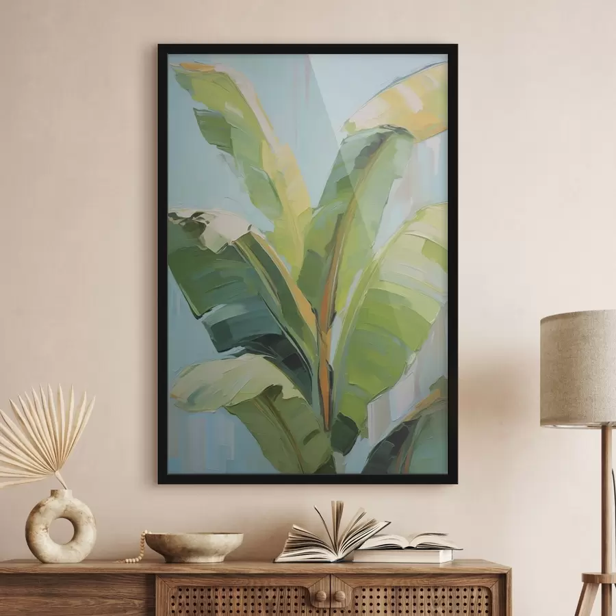 Papier peint Feuilles de bananier, peinture d'imitation f50069