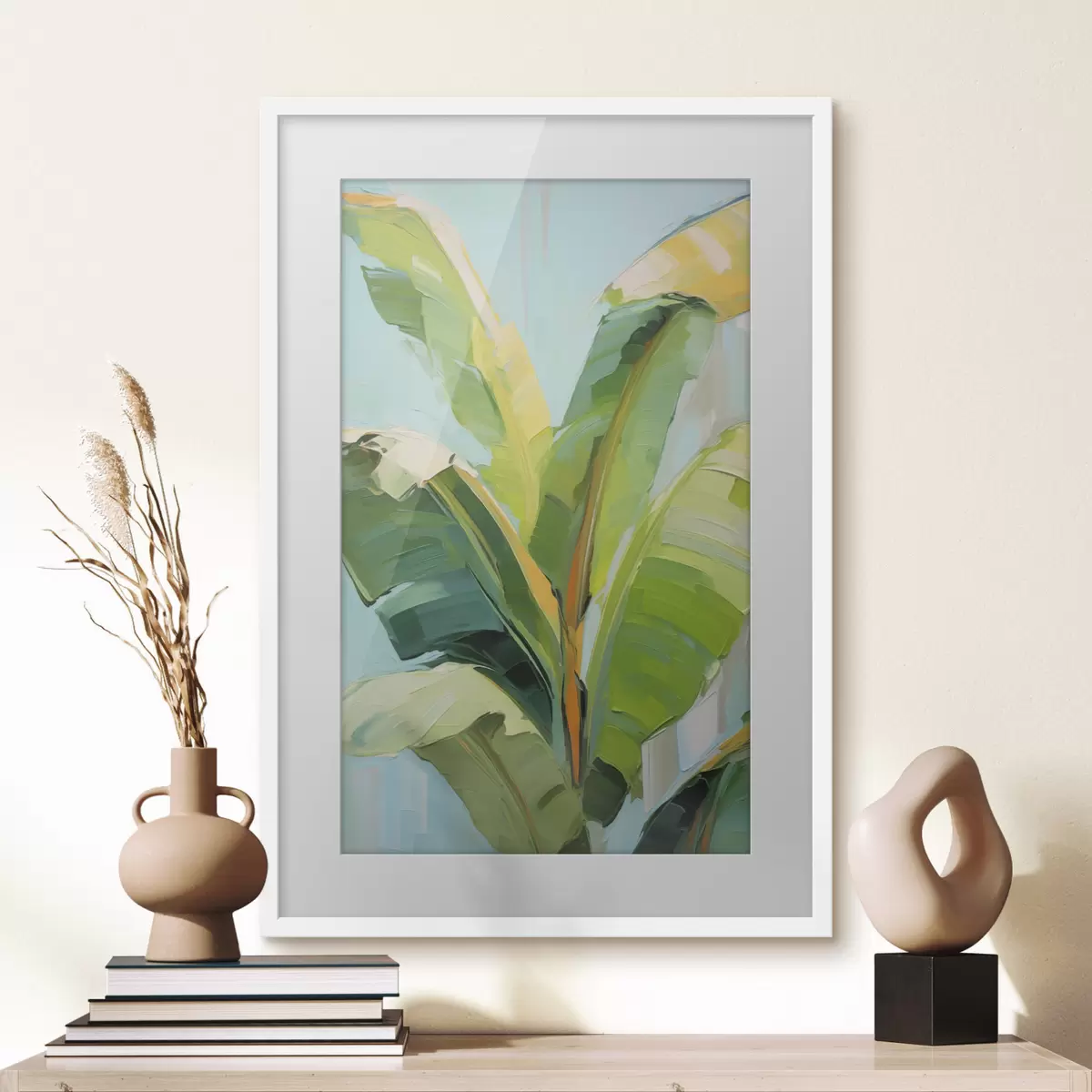 Poster Feuilles de bananier, peinture d'imitation f50069