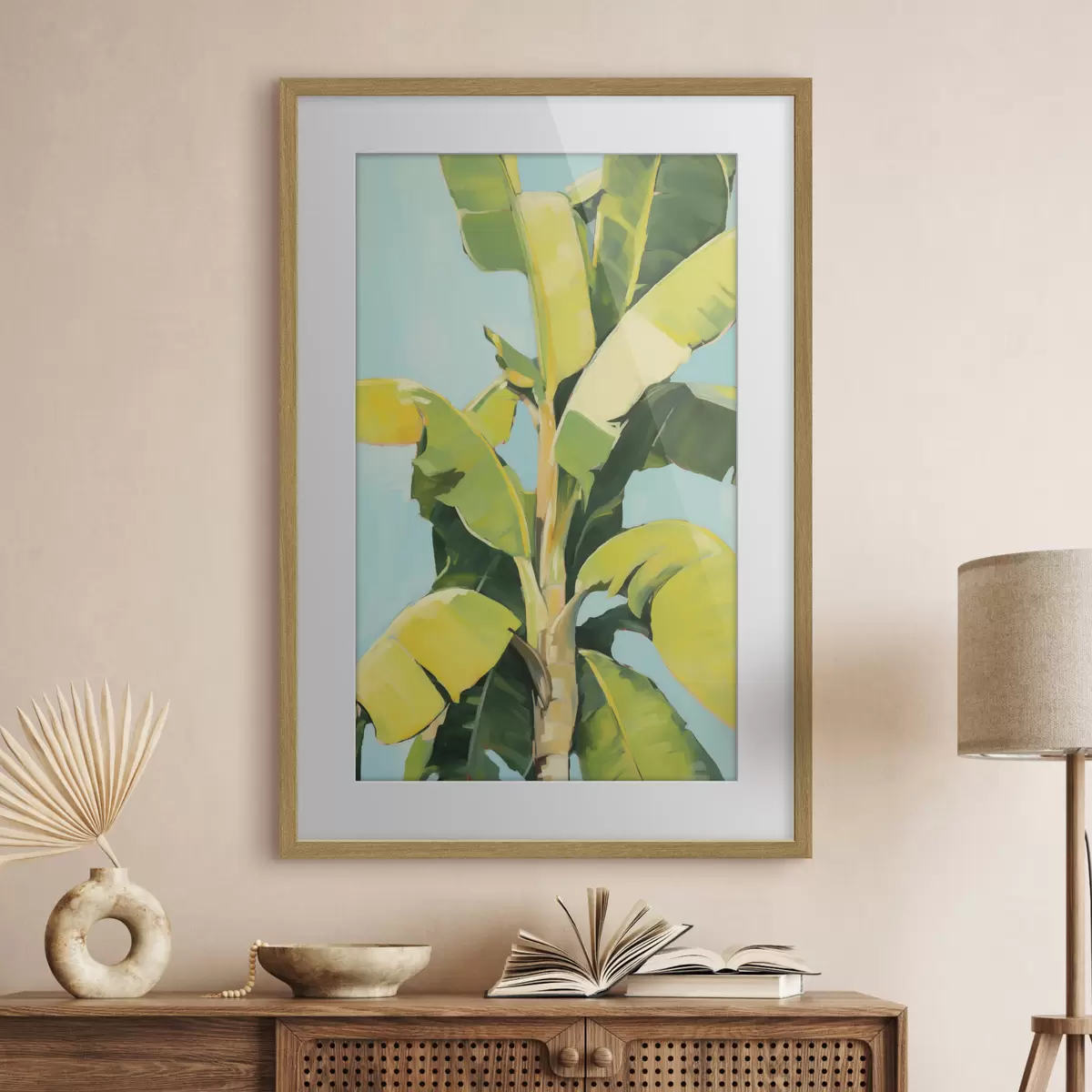 Poster Feuillage de bananier, peinture d'imitation f50070