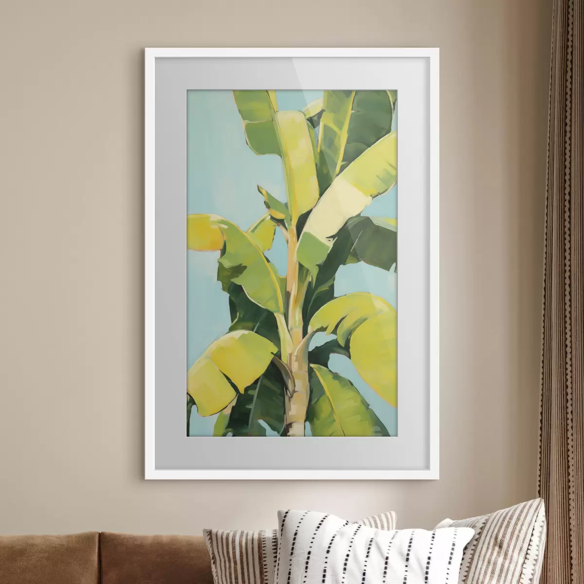 Poster Feuillage de bananier, peinture d'imitation f50070
