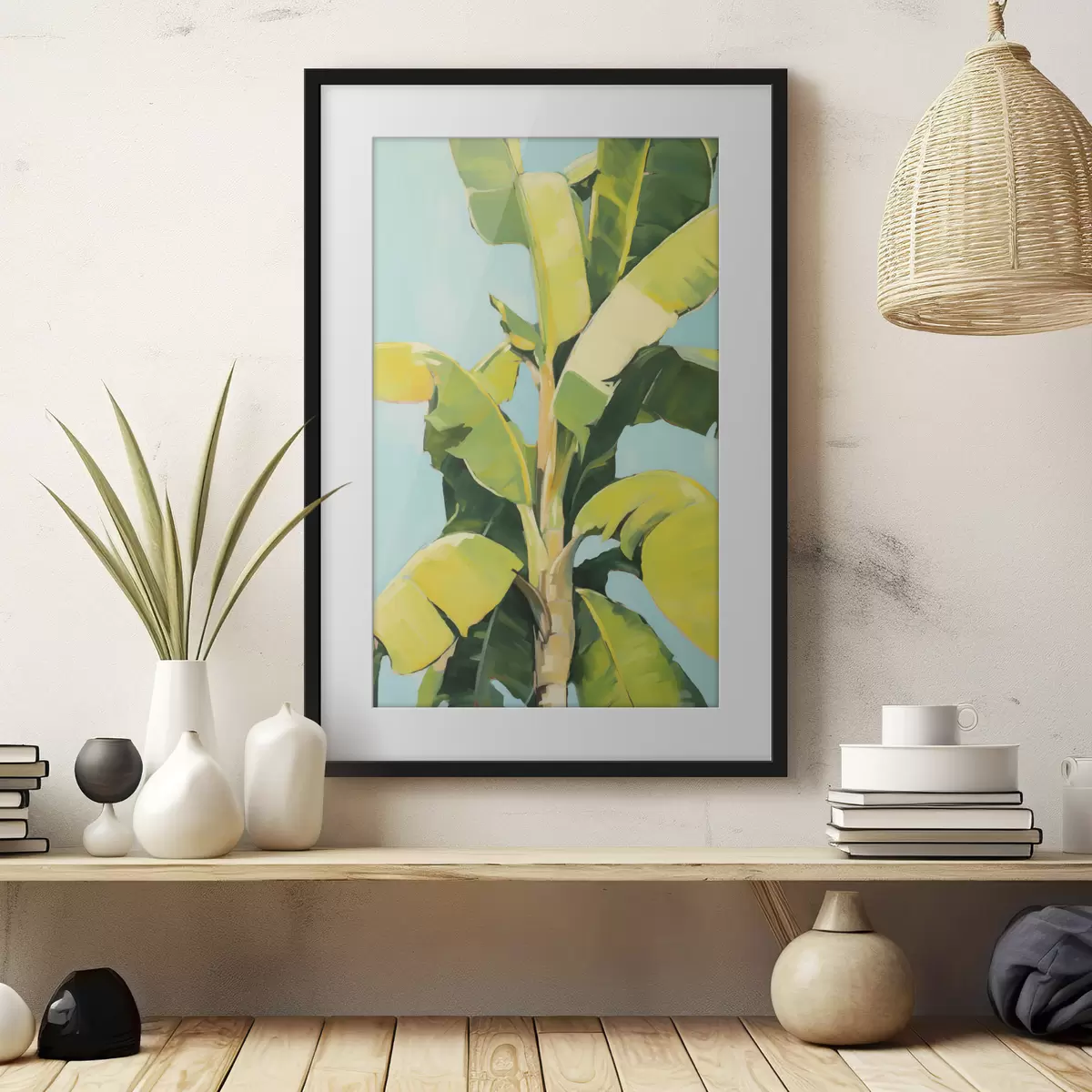 Poster Feuillage de bananier, peinture d'imitation f50070