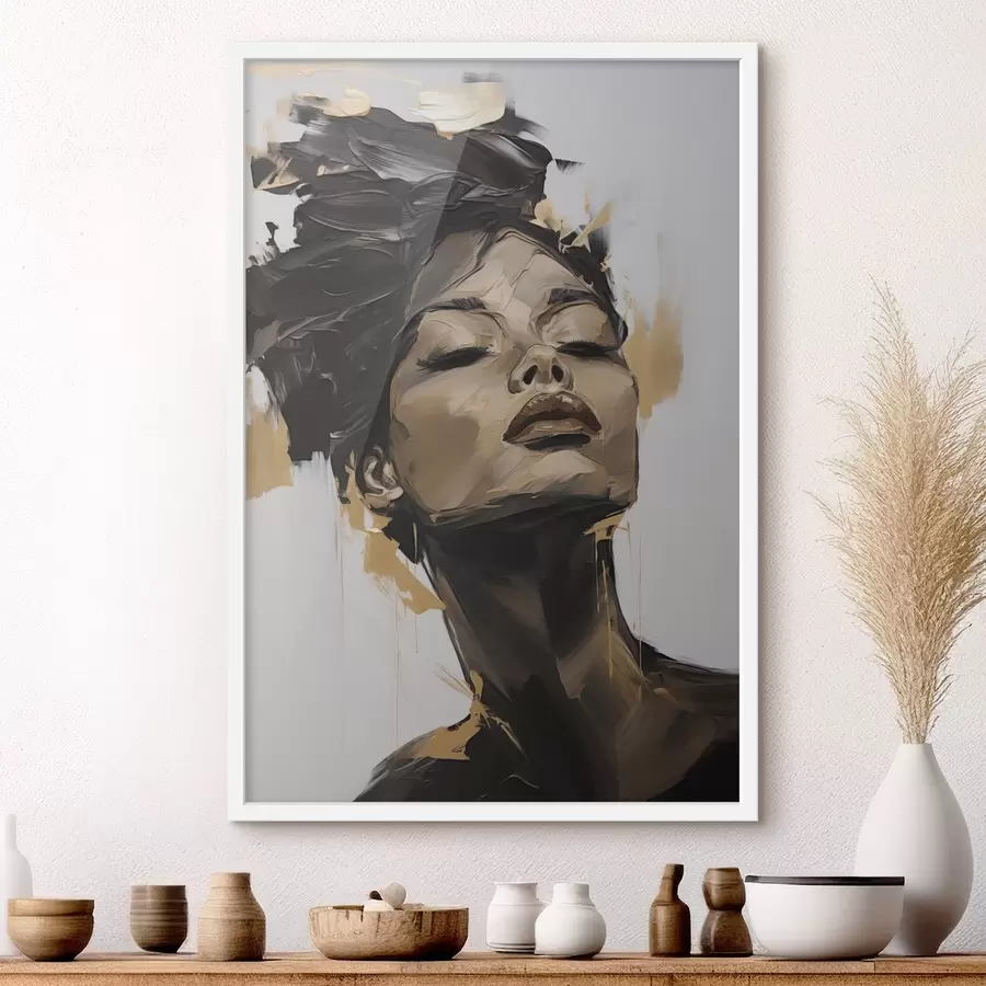 Papier peint Portrait féminin abstrait, imitation de peinture f50071