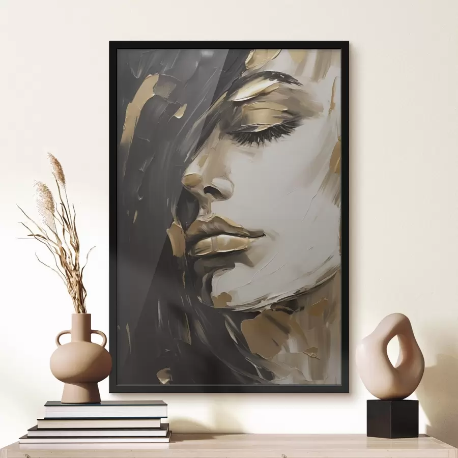 Papier peint Visage féminin abstrait, imitation d'une peinture f50072