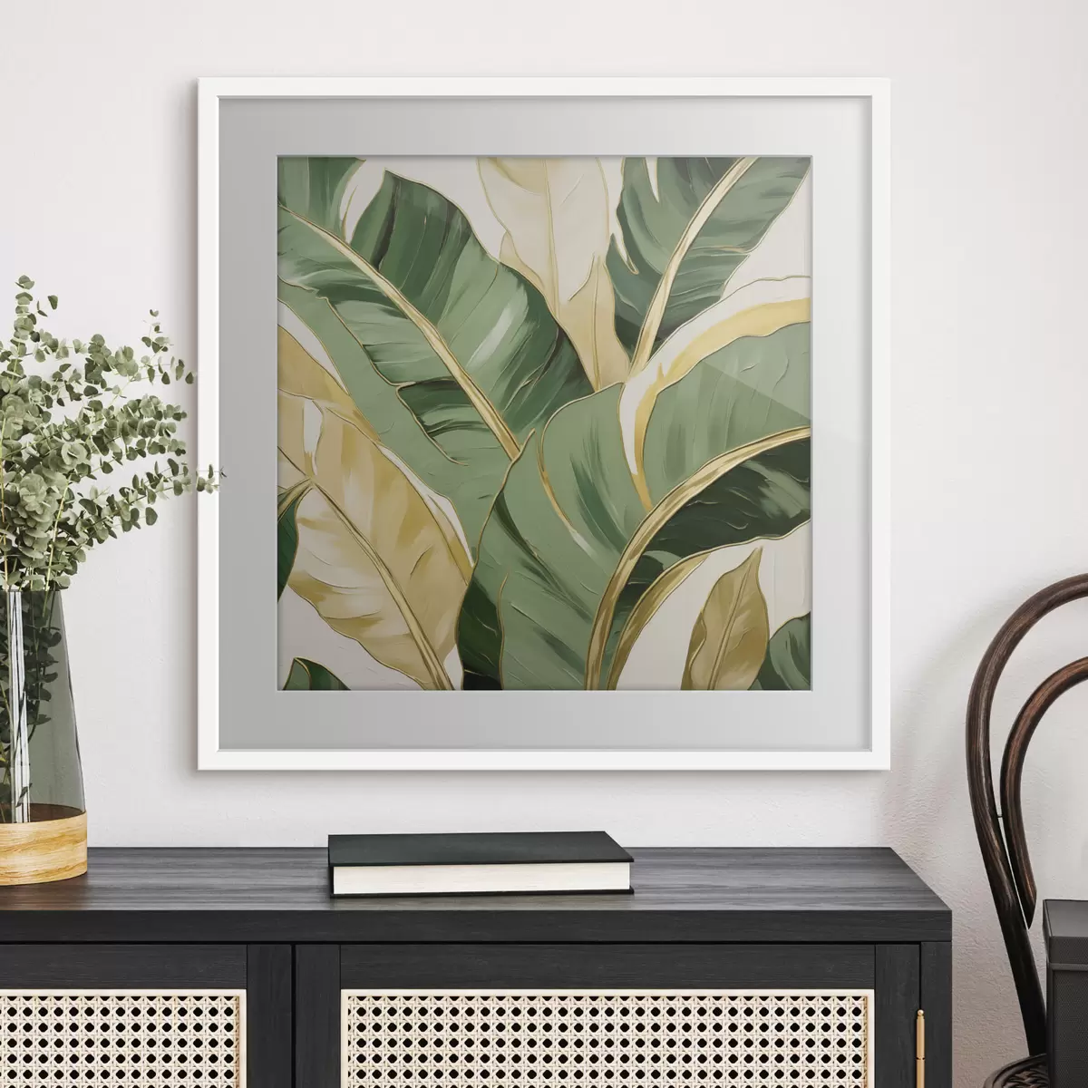 Poster Grandes feuilles, imitation de peinture f50078