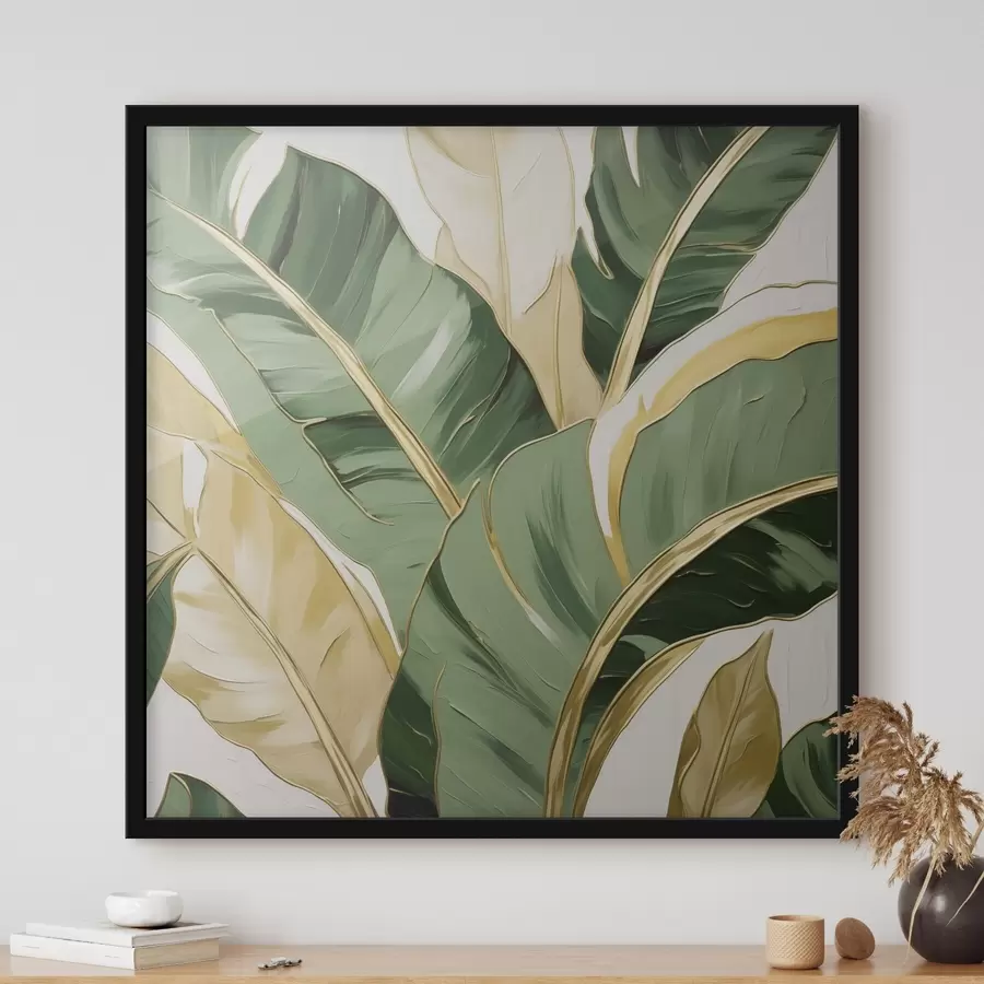 Papier peint Grandes feuilles, imitation de peinture f50078