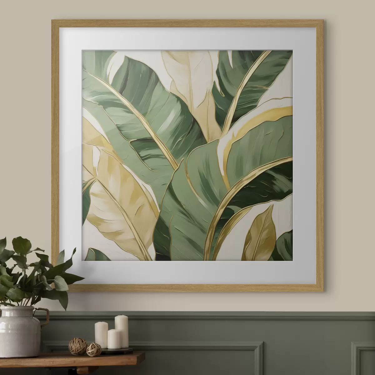 Poster Grandes feuilles, imitation de peinture f50078