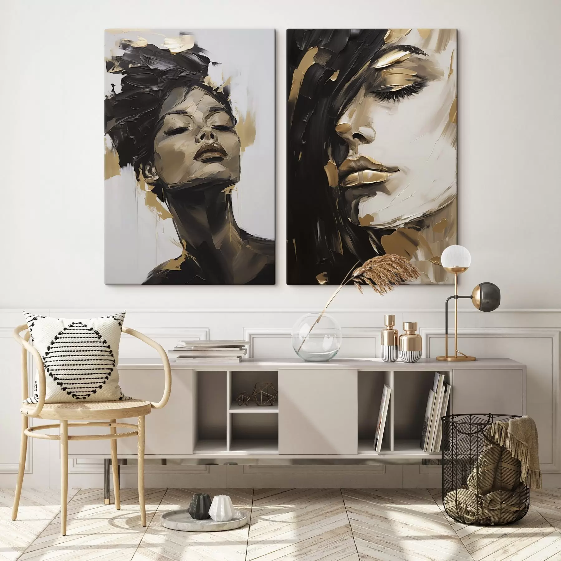 Tableau Portrait féminin abstrait, imitation de peinture m30781