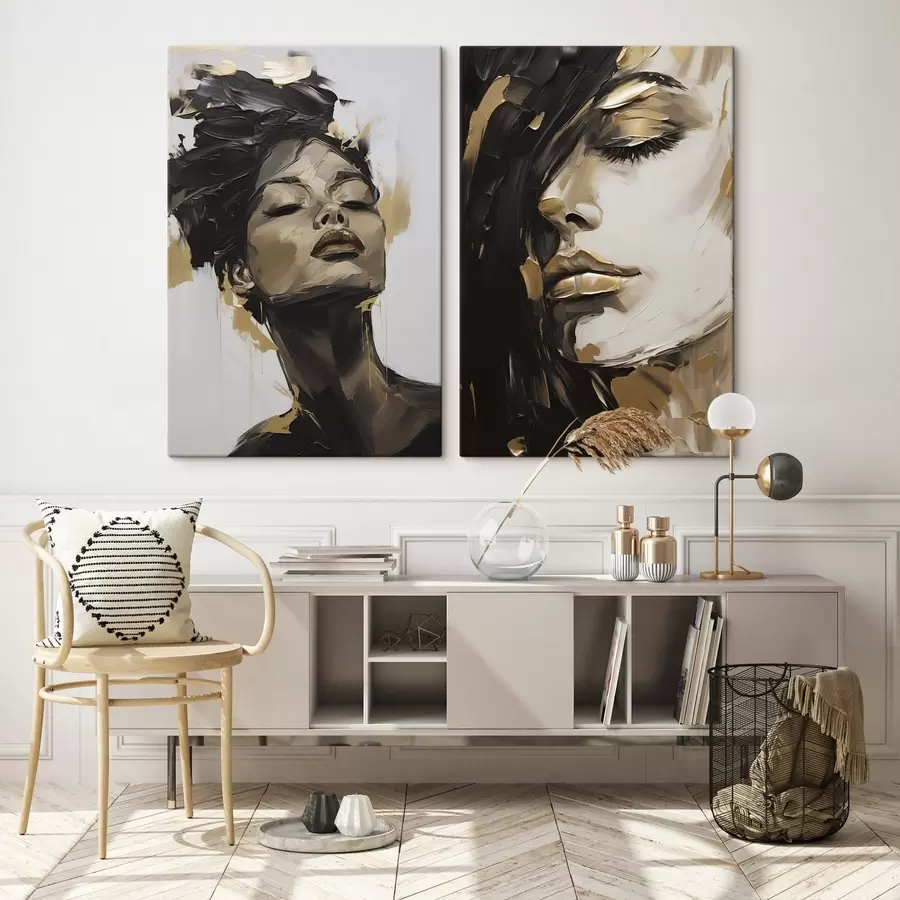 Tableau Portrait féminin abstrait, imitation de peinture m30781