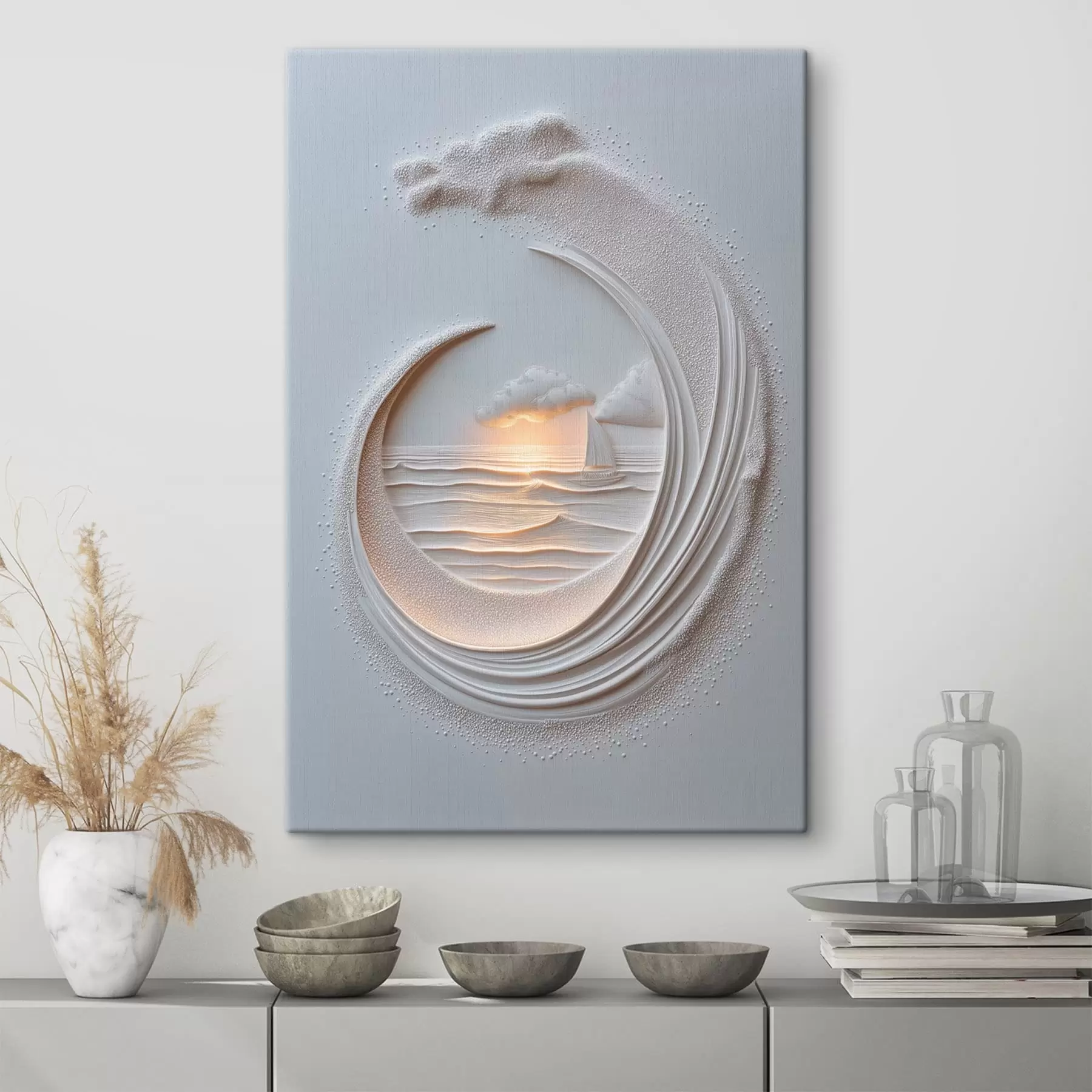 Tableau Paysage marin avec un voilier et un effet de relief s49950