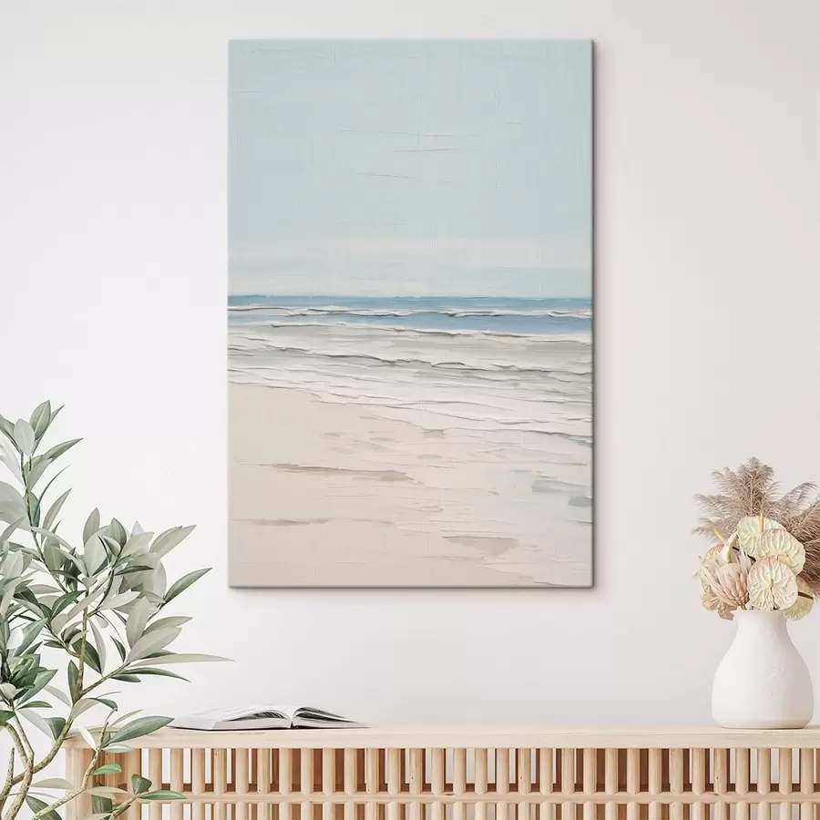 Tableau Un bord de mer minimaliste aux tons clairs s49951