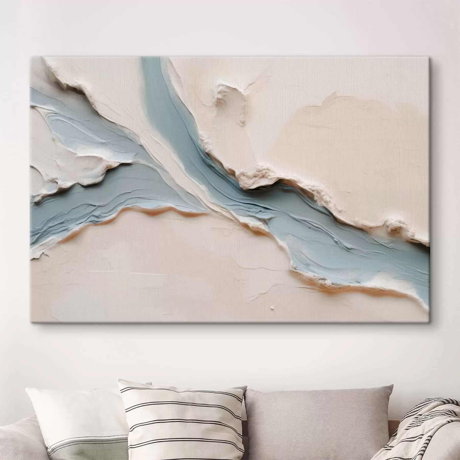 Tableau Motif abstrait avec un effet de flux bleu s49953
