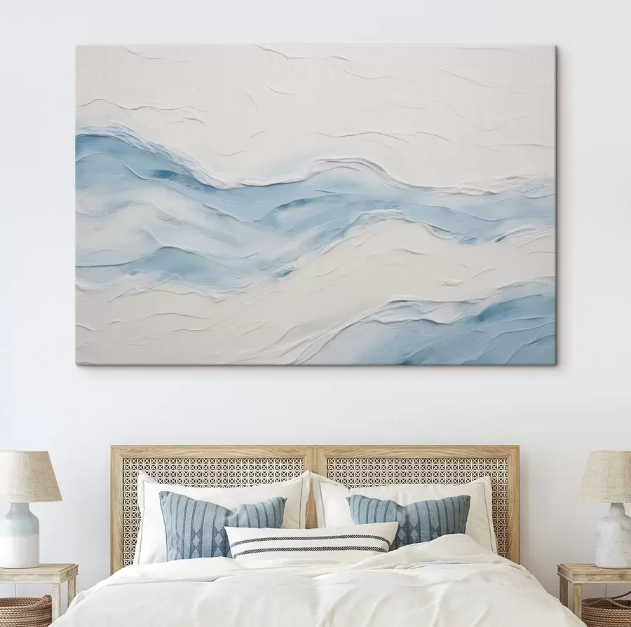 Tableau Vagues abstraites dans des tons bleu clair s49954