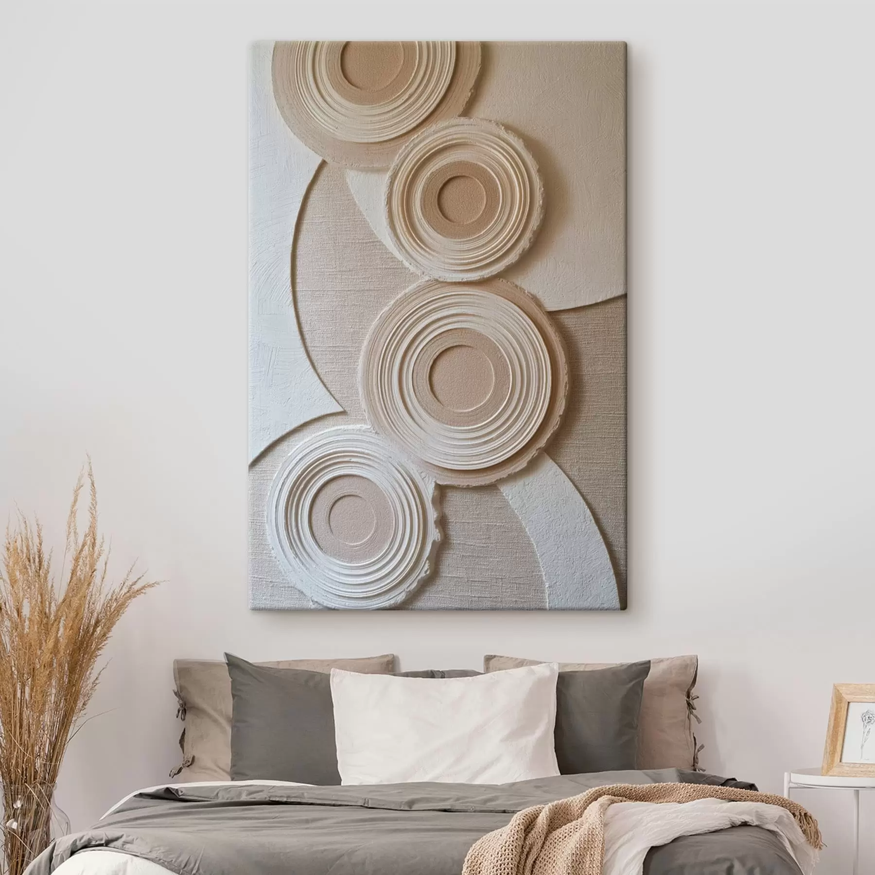 Tableau Composition abstraite avec des cercles et un effet de relief s49955