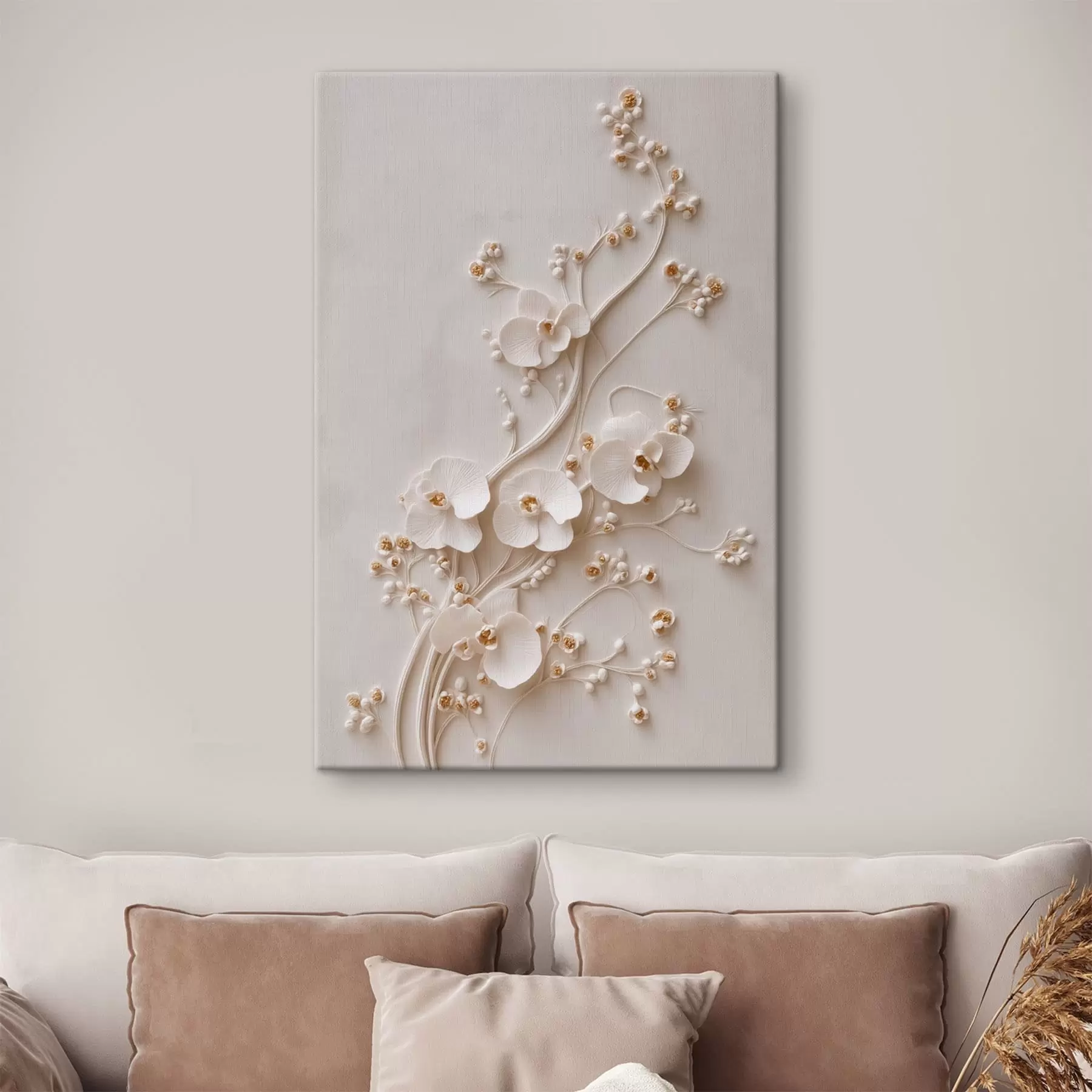 Tableau De délicates orchidées blanches sur d'élégantes tiges s49959