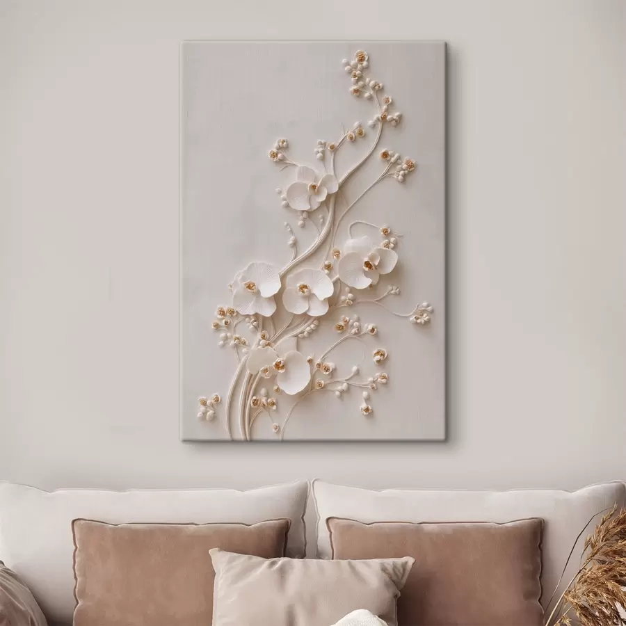 Tableau De délicates orchidées blanches sur d'élégantes tiges s49959