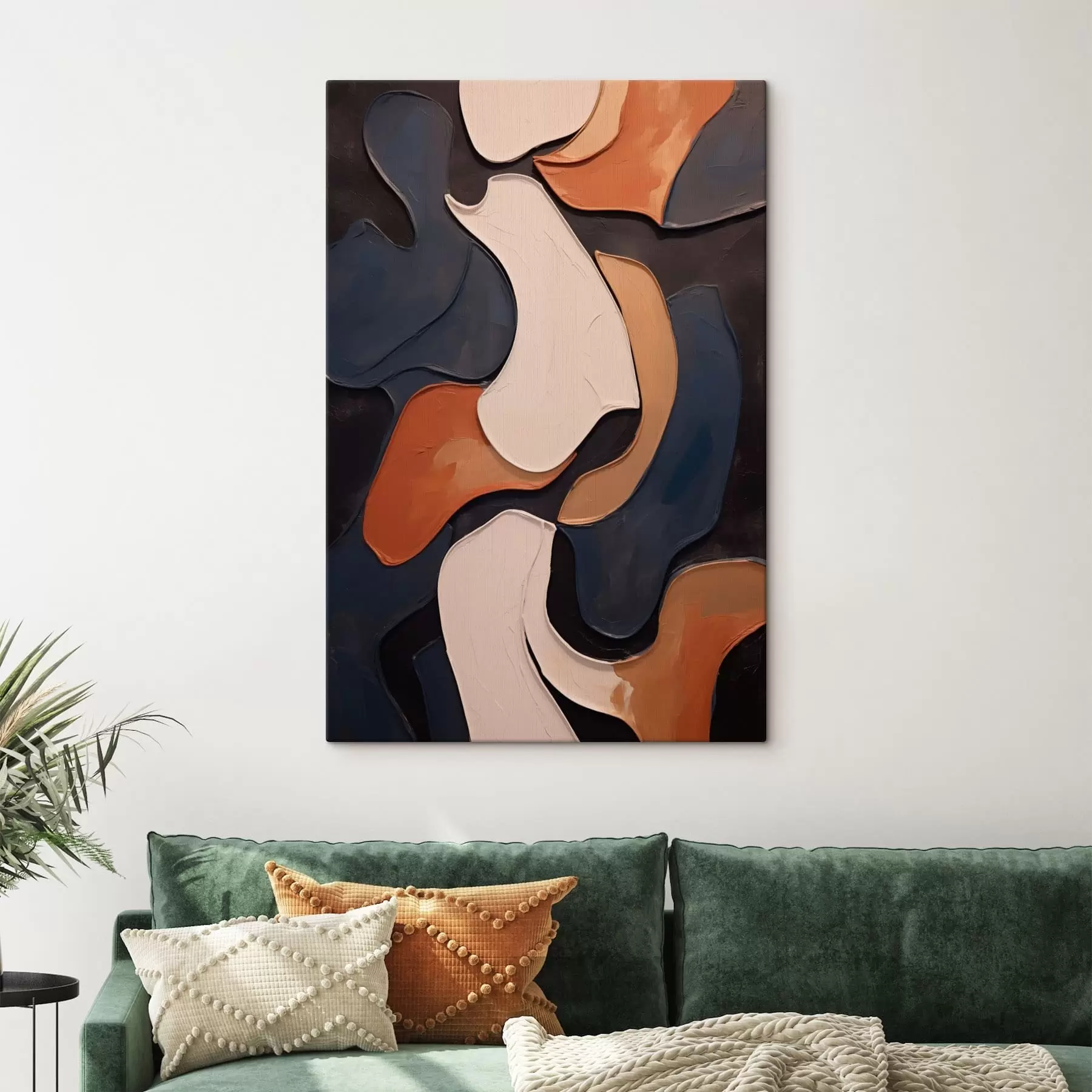Tableau Formes abstraites et courbes dans des tons contrastés s49962