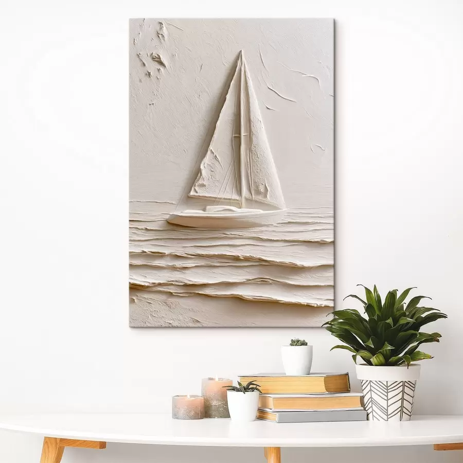Tableau Voilier sur des vagues calmes avec un effet de relief s49964