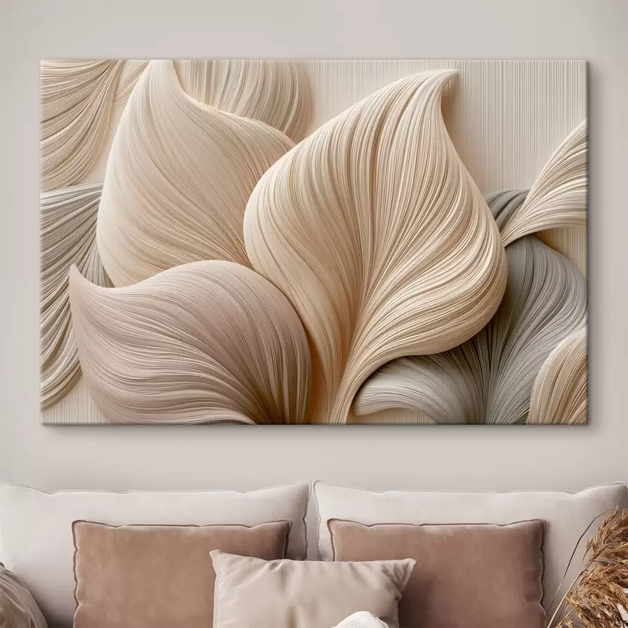 Tableau Des feuilles aux lignes fluides et à l'effet de relief s49970