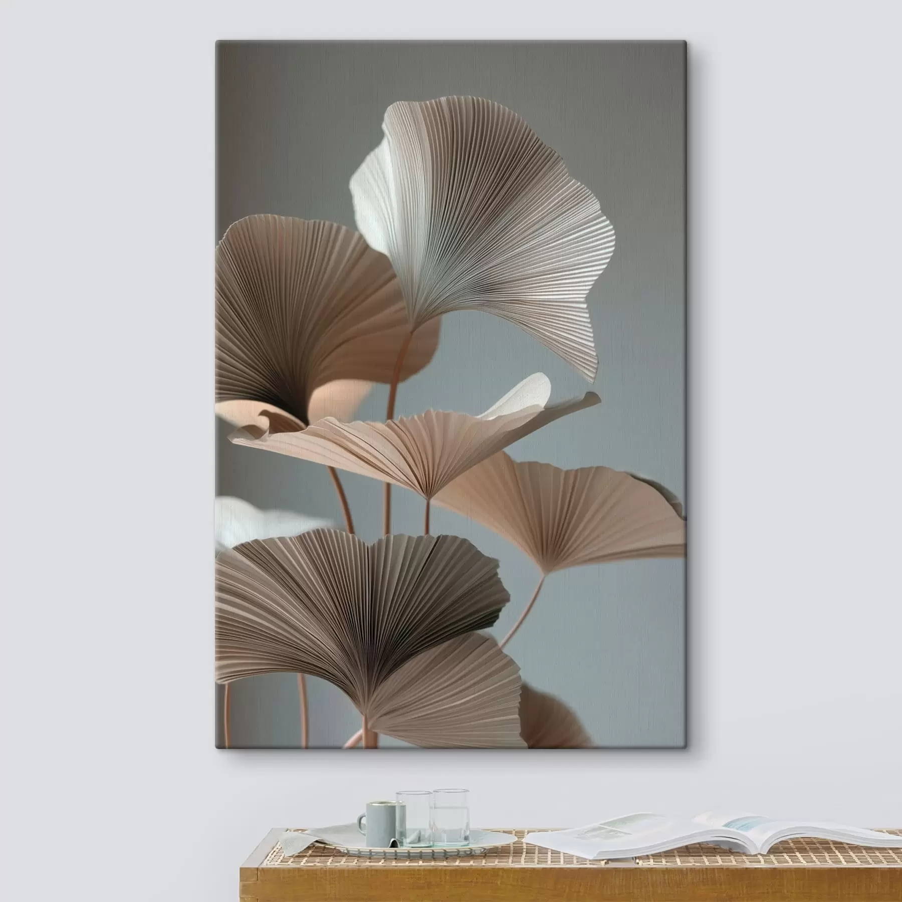 Tableau Feuilles minimalistes en forme d'éventail s49972